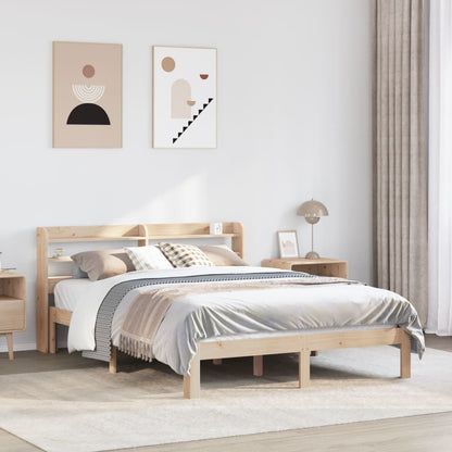 Bed Frame with Headboard without Mattress Length 200 cm Natural 150 cm