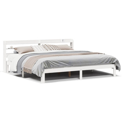 vidaXL Bed Frame with Headboard without Mattress White 200x200 cm 2