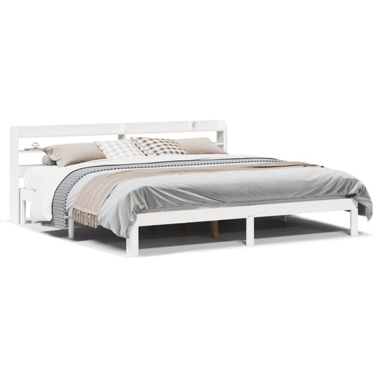vidaXL Bed Frame with Headboard without Mattress White 200x200 cm 2