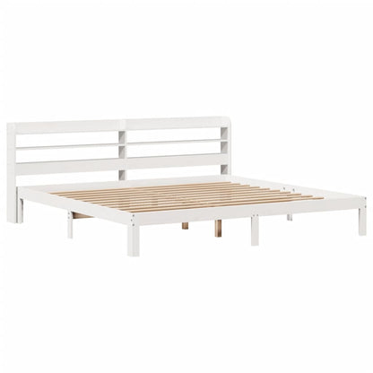 vidaXL Bed Frame with Headboard without Mattress White 200x200 cm 3