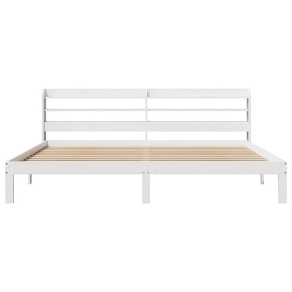 vidaXL Bed Frame with Headboard without Mattress White 200x200 cm 4