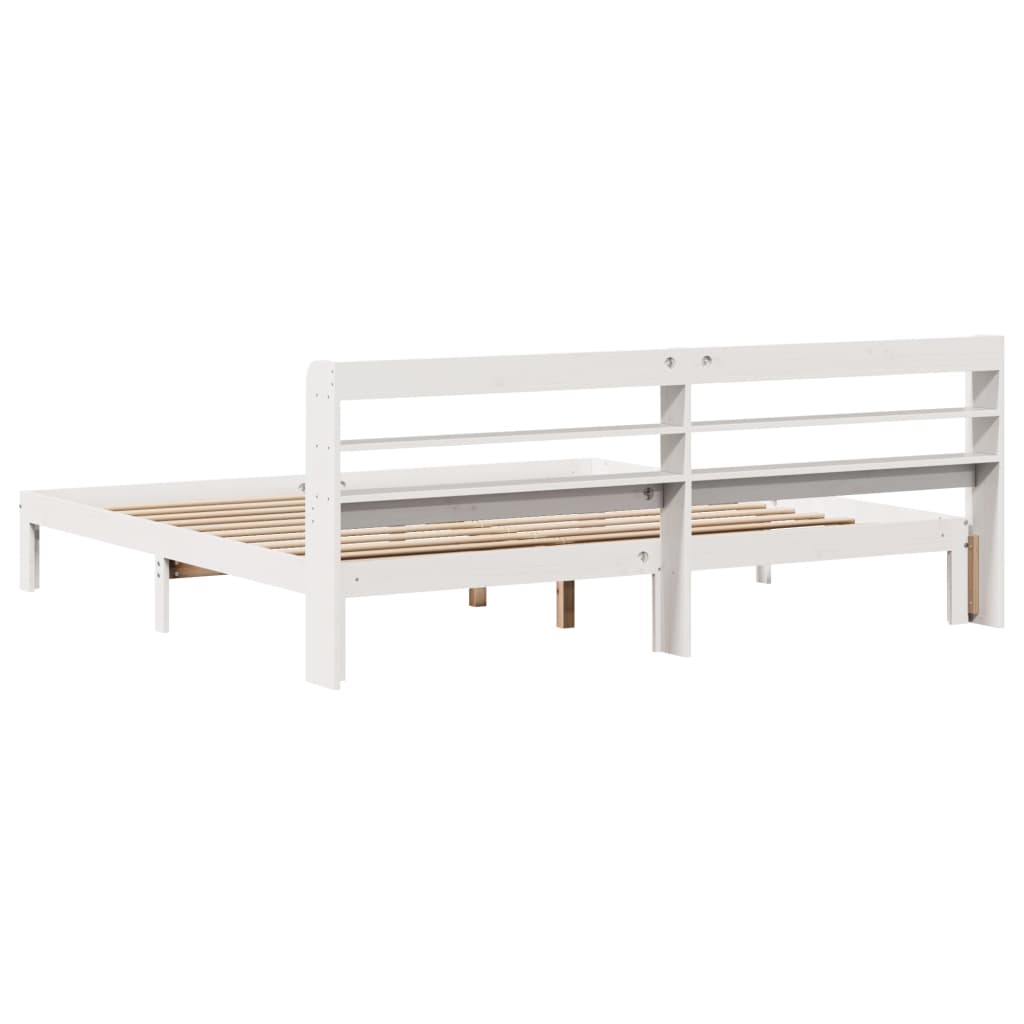 vidaXL Bed Frame with Headboard without Mattress White 200x200 cm 6