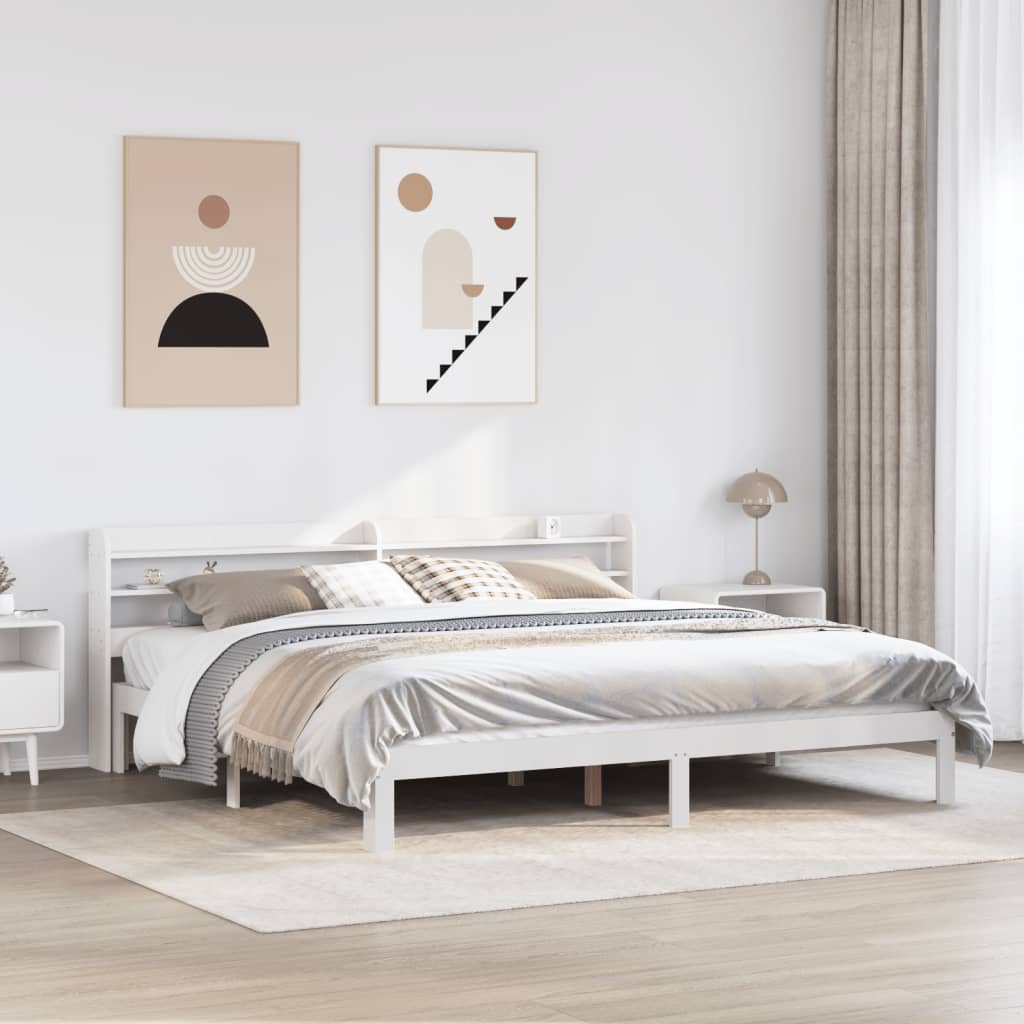 vidaXL Bed Frame with Headboard without Mattress White 200x200 cm 1