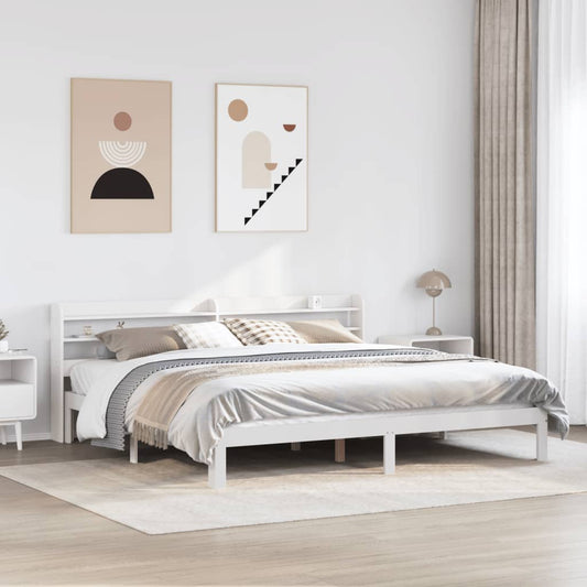 vidaXL Bed Frame with Headboard without Mattress White 200x200 cm 1