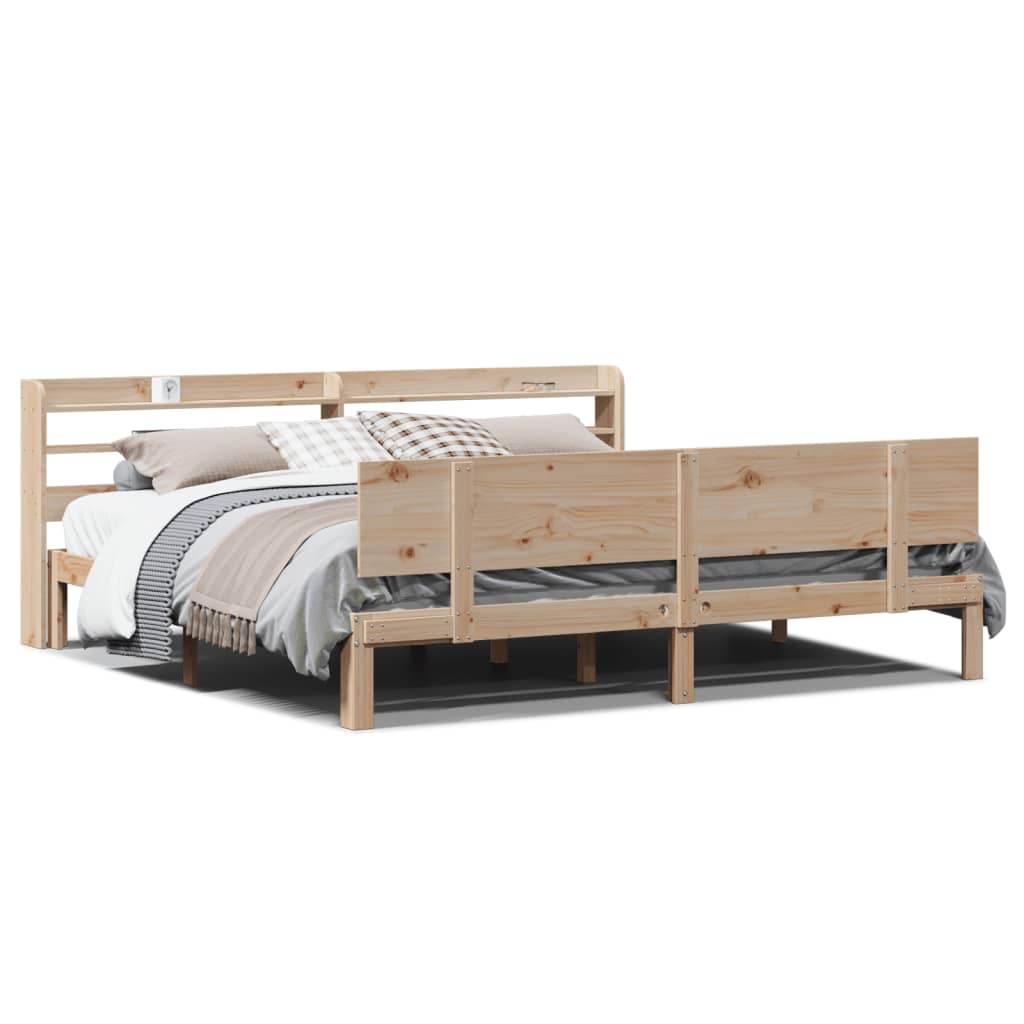vidaXL Bed Frame with Headboard without Mattress 200x200 cm 2