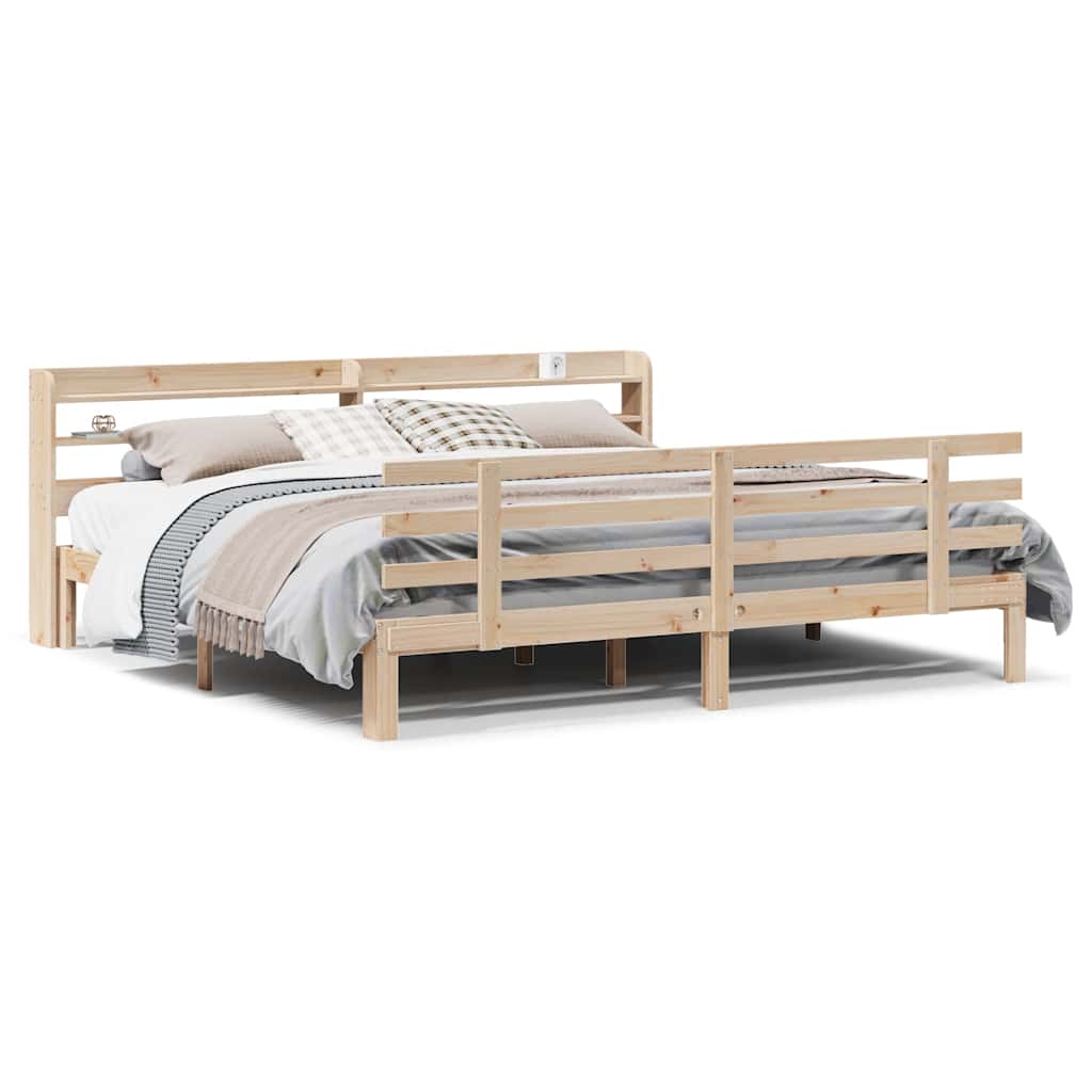 vidaXL Bed Frame with Headboard without Mattress 180x200 cm 2