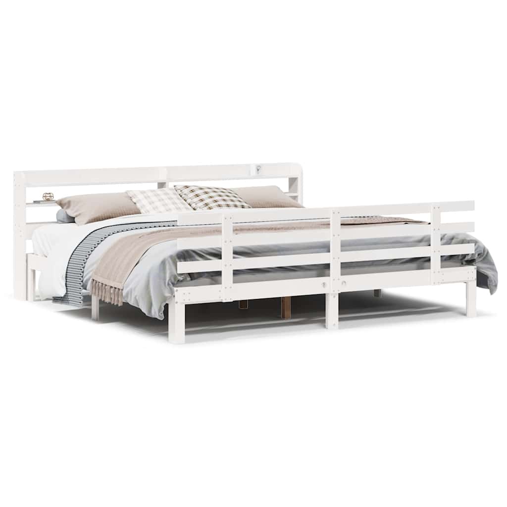 vidaXL Bed Frame with Headboard without Mattress White 200x200 cm 1