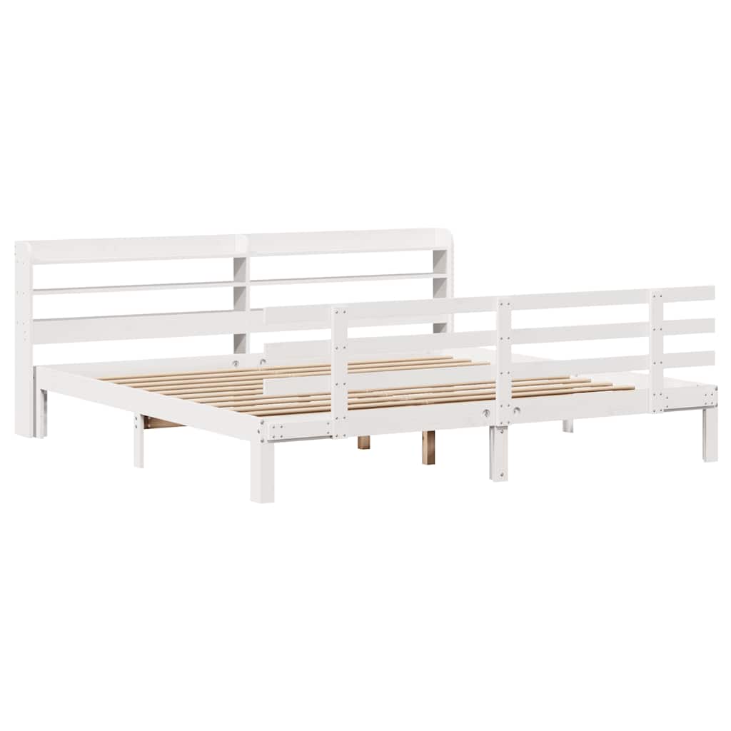 vidaXL Bed Frame with Headboard without Mattress White 200x200 cm 2
