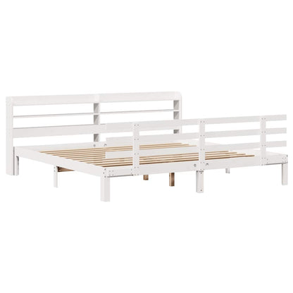 vidaXL Bed Frame with Headboard without Mattress White 200x200 cm 2
