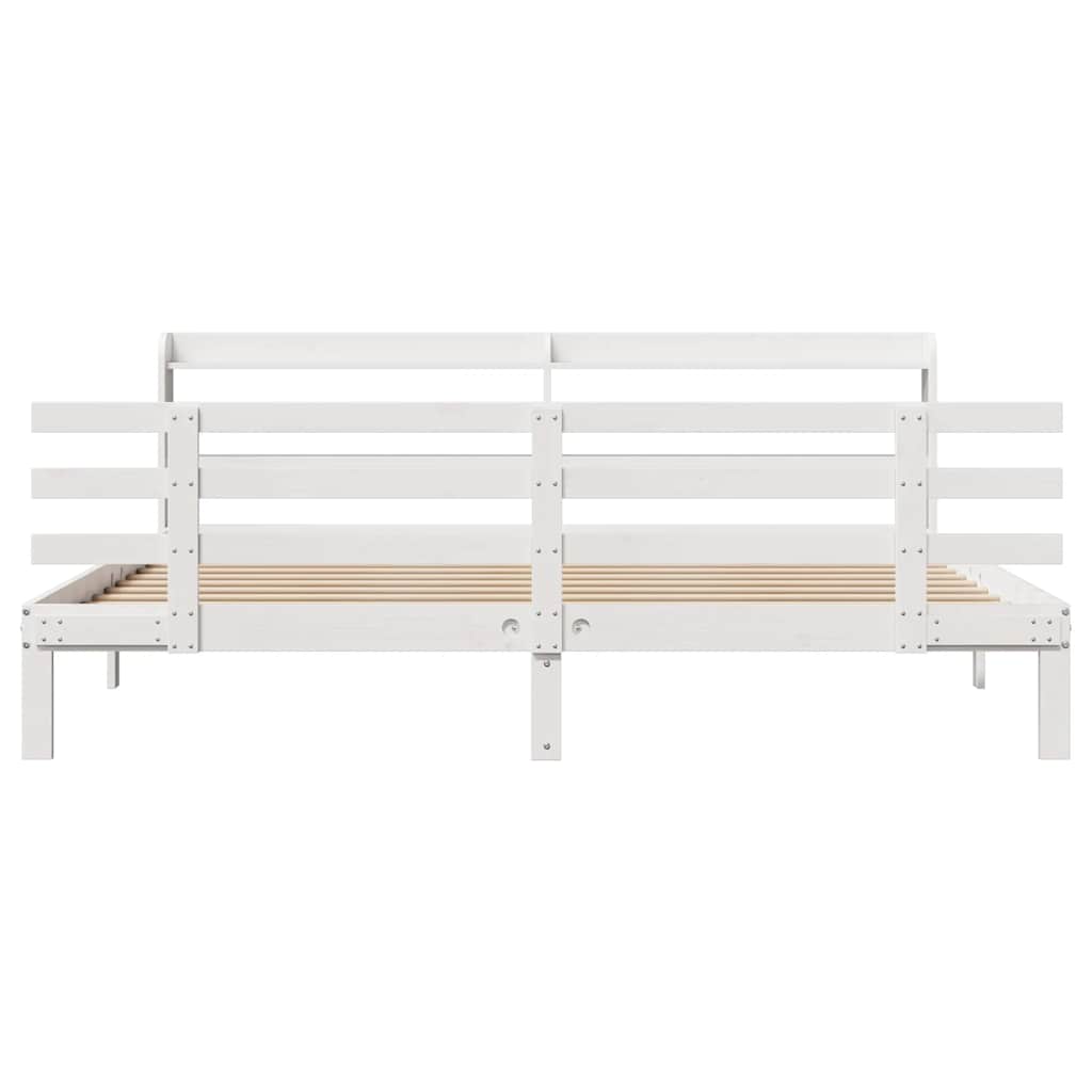 vidaXL Bed Frame with Headboard without Mattress White 200x200 cm 3