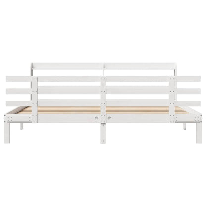 vidaXL Bed Frame with Headboard without Mattress White 200x200 cm 3
