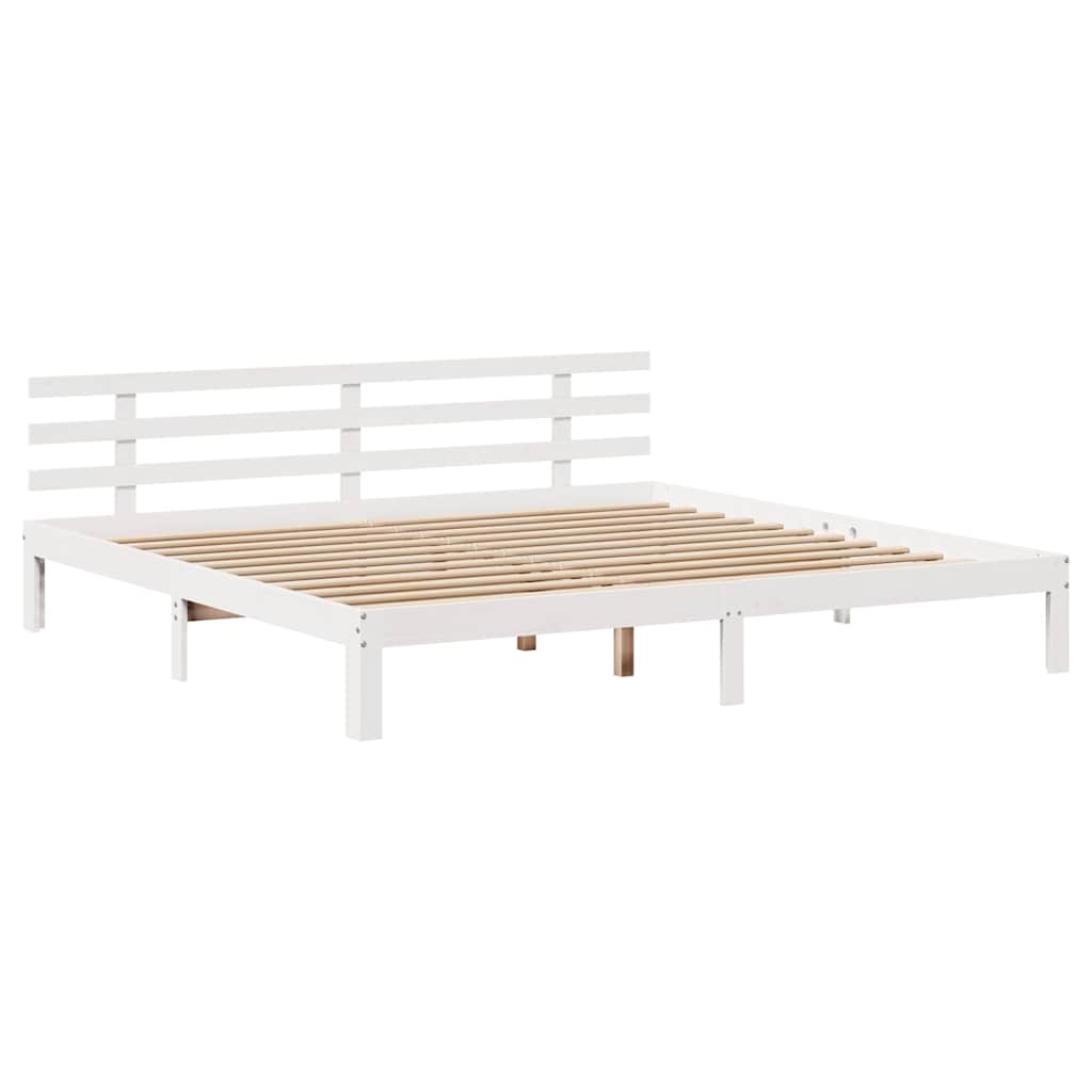 vidaXL Bed Frame with Headboard without Mattress White 200x200 cm 4
