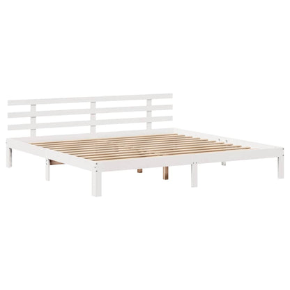vidaXL Bed Frame with Headboard without Mattress White 200x200 cm 4