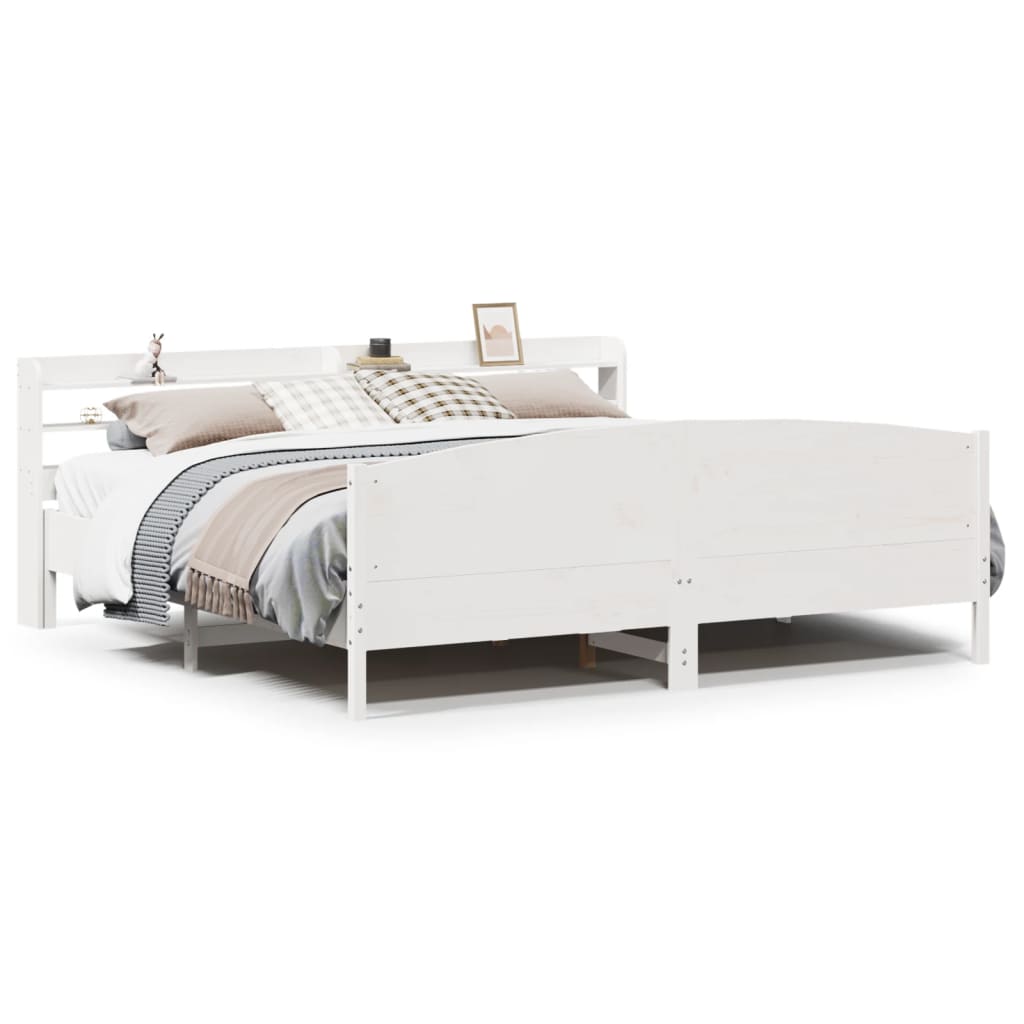 vidaXL Bed Frame without Mattress White 200x200 cm Solid Wood Pine 2