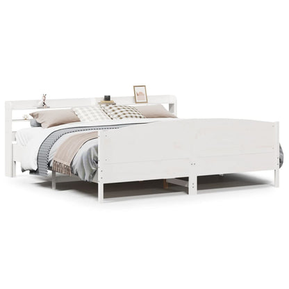 vidaXL Bed Frame without Mattress White 200x200 cm Solid Wood Pine 2