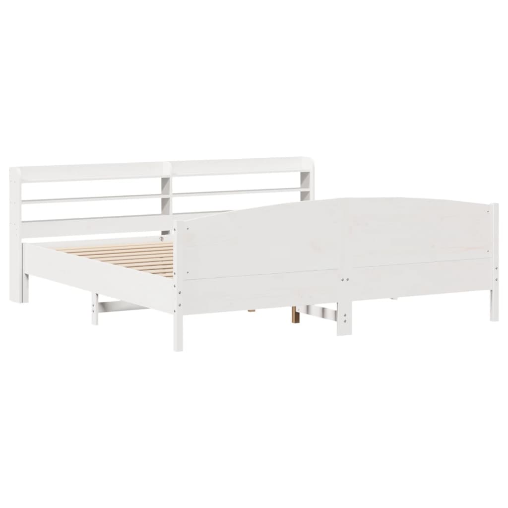 vidaXL Bed Frame without Mattress White 200x200 cm Solid Wood Pine 3