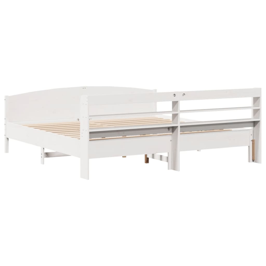 vidaXL Bed Frame without Mattress White 200x200 cm Solid Wood Pine 6