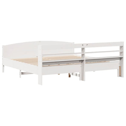 vidaXL Bed Frame without Mattress White 200x200 cm Solid Wood Pine 6