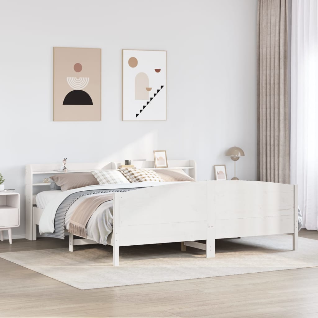 vidaXL Bed Frame without Mattress White 200x200 cm Solid Wood Pine 1