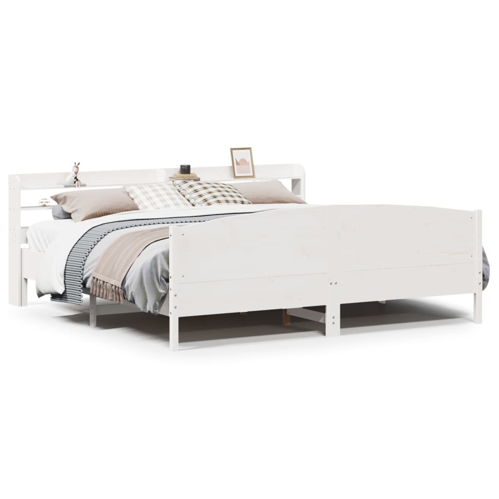 vidaXL Bed Frame without Mattress White 180x200 cm Super King Solid Wood Pine 2