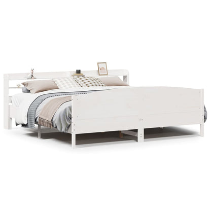vidaXL Bed Frame without Mattress White 180x200 cm Super King Solid Wood Pine 2