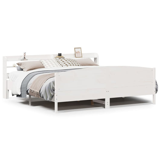 vidaXL Bed Frame without Mattress White 180x200 cm Super King Solid Wood Pine 2