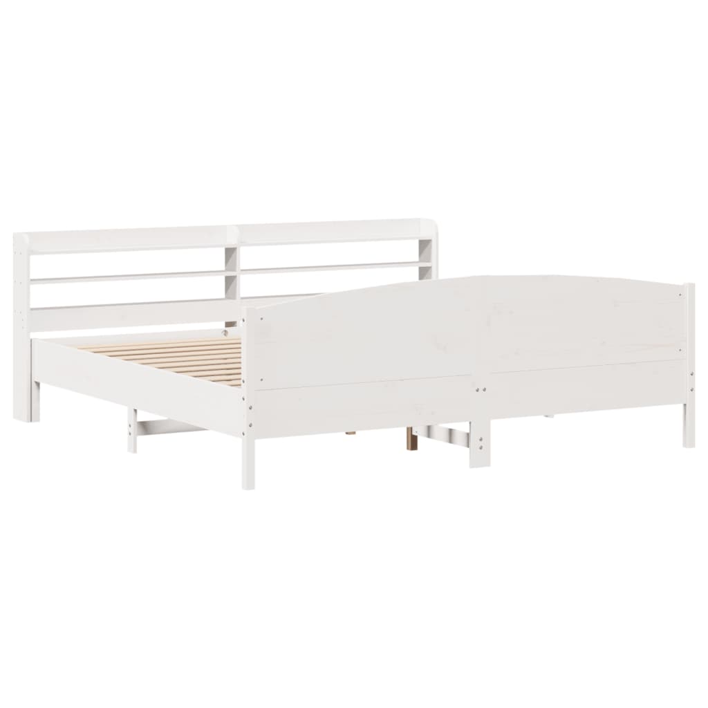 vidaXL Bed Frame without Mattress White 180x200 cm Super King Solid Wood Pine 3