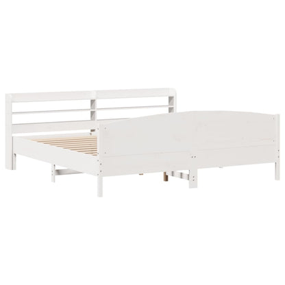 vidaXL Bed Frame without Mattress White 180x200 cm Super King Solid Wood Pine 3
