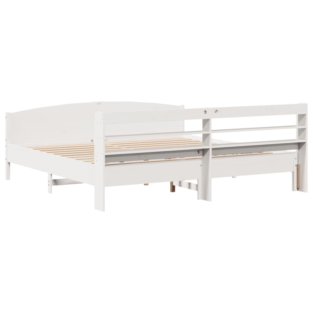 vidaXL Bed Frame without Mattress White 180x200 cm Super King Solid Wood Pine 6