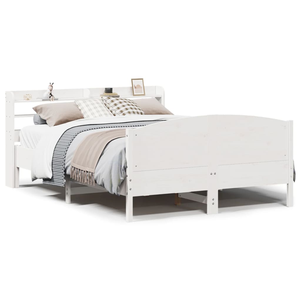 vidaXL Bed Frame without Mattress White 160x200 cm Solid Wood Pine 2
