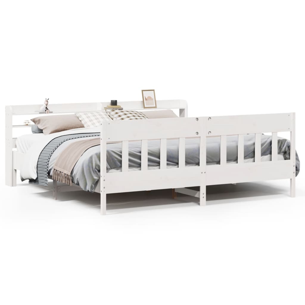 vidaXL Bed Frame without Mattress White 180x200 cm Super King Solid Wood Pine 2