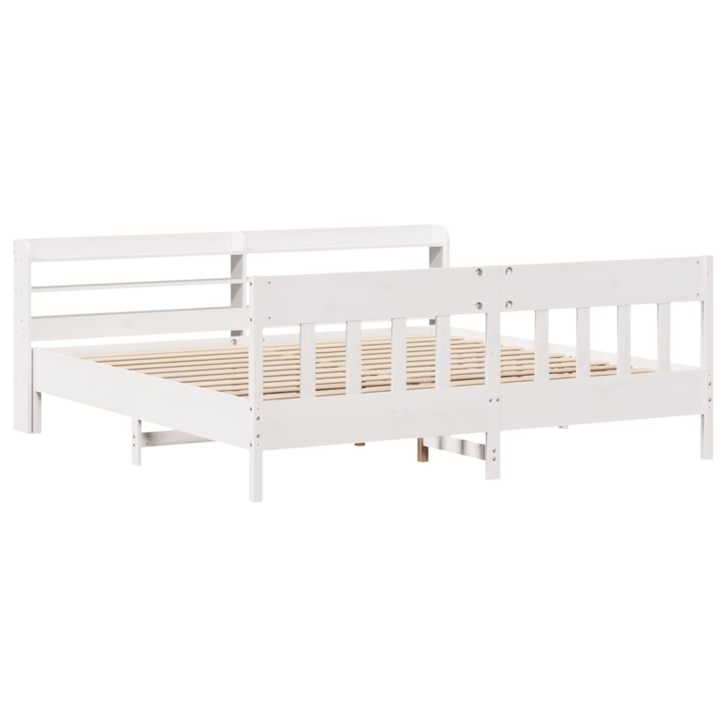 vidaXL Bed Frame without Mattress White 180x200 cm Super King Solid Wood Pine 3