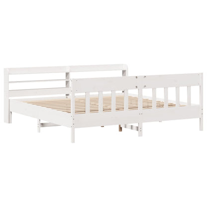 vidaXL Bed Frame without Mattress White 180x200 cm Super King Solid Wood Pine 3