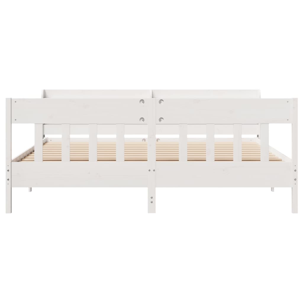 vidaXL Bed Frame without Mattress White 180x200 cm Super King Solid Wood Pine 4