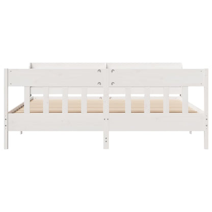 vidaXL Bed Frame without Mattress White 180x200 cm Super King Solid Wood Pine 4