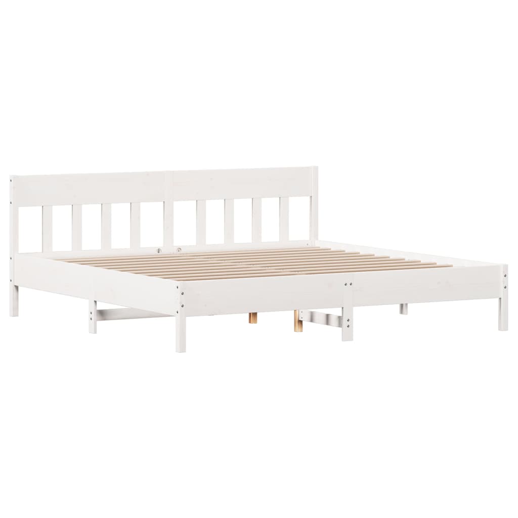 Bed Frame without Mattress Solid Wood Pine Length 200 cm White 180 cm