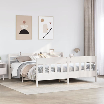 vidaXL Bed Frame without Mattress White 180x200 cm Super King Solid Wood Pine 1