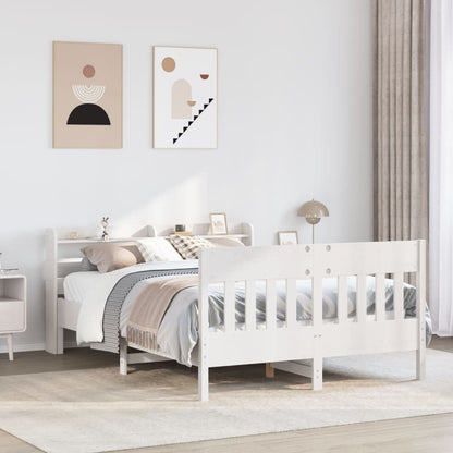 Bed Frame without Mattress Solid Wood Pine Length 200 cm White 150 cm