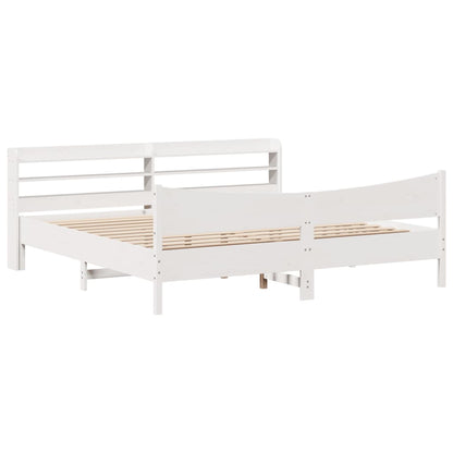vidaXL Bed Frame with Headboard White 180x200 cm Super King Solid Wood Pine 2