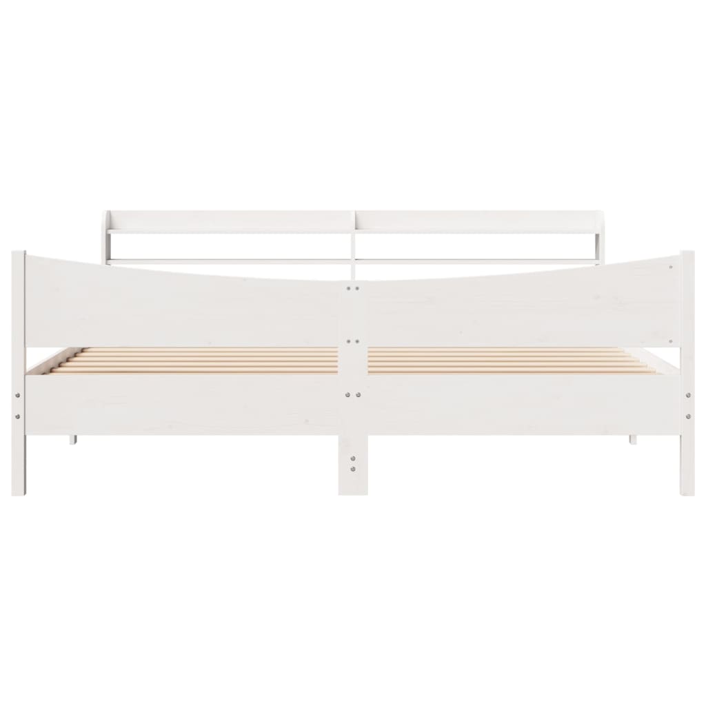 vidaXL Bed Frame with Headboard White 180x200 cm Super King Solid Wood Pine 4