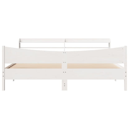 vidaXL Bed Frame with Headboard White 180x200 cm Super King Solid Wood Pine 4