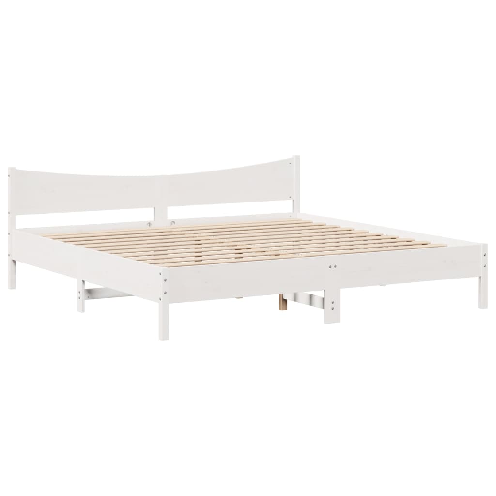 vidaXL Bed Frame with Headboard White 180x200 cm Super King Solid Wood Pine 5