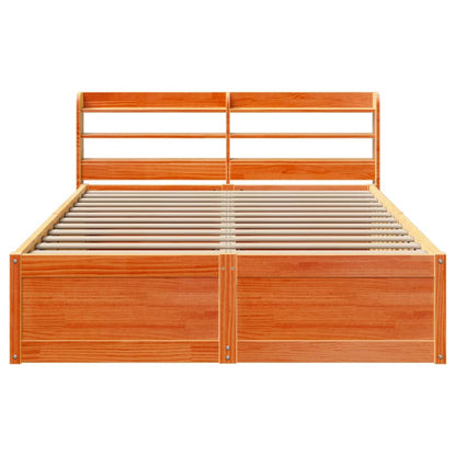 vidaXL Bed Frame with Headboard Wax Brown 150x200 cm King Size Solid Wood Pine 4