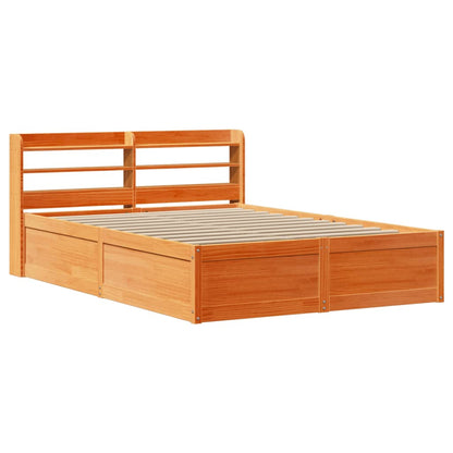 vidaXL Bed Frame with Headboard Wax Brown 120x200 cm Solid Wood Pine 2