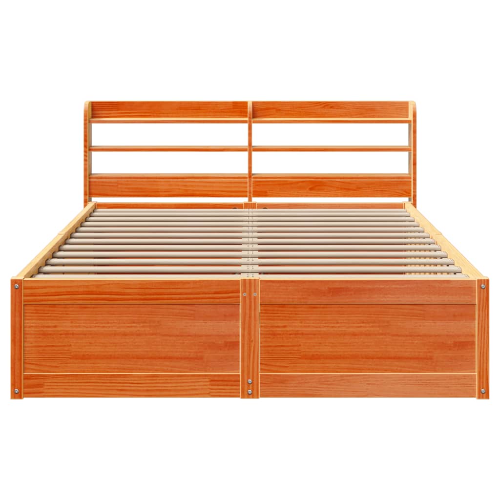 vidaXL Bed Frame with Headboard Wax Brown 120x200 cm Solid Wood Pine 4