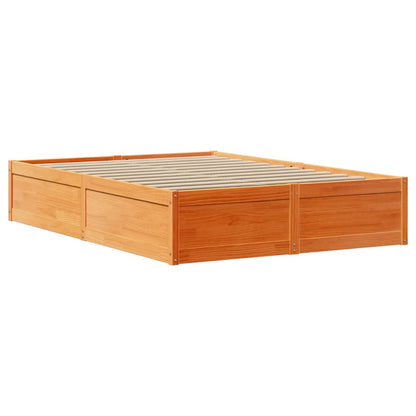 vidaXL Bed Frame with Headboard Wax Brown 120x200 cm Solid Wood Pine 5