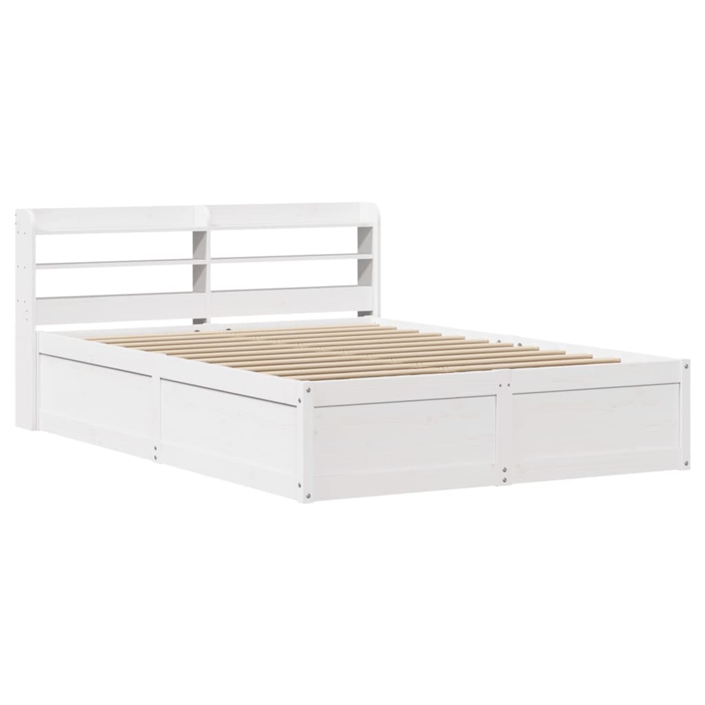 vidaXL Bed Frame with Headboard White 140x190 cm Solid Wood Pine 2