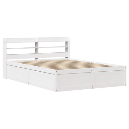 vidaXL Bed Frame with Headboard White 140x190 cm Solid Wood Pine 2