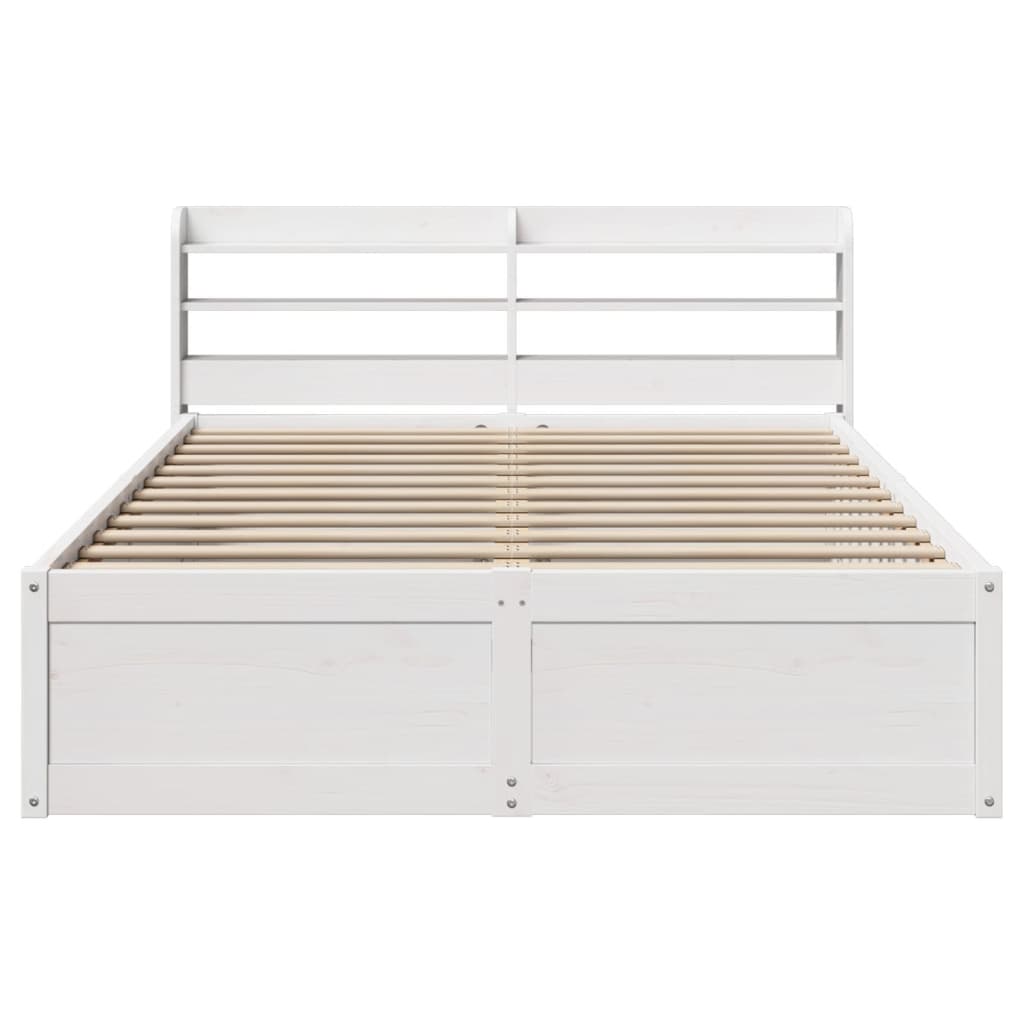 vidaXL Bed Frame with Headboard White 140x190 cm Solid Wood Pine 4