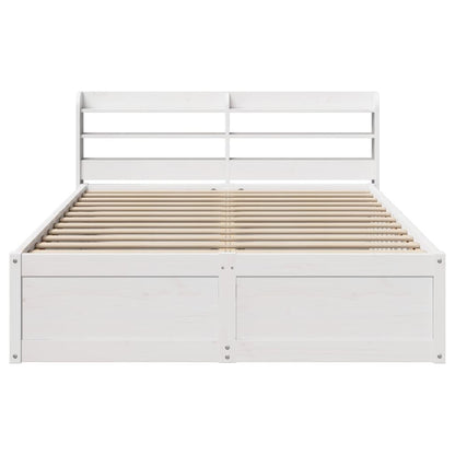 vidaXL Bed Frame with Headboard White 140x190 cm Solid Wood Pine 4